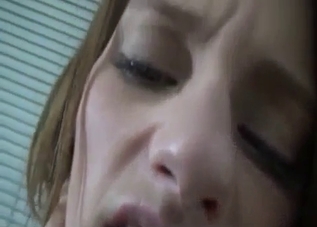Sweet sis sucks my hard dick on the knees